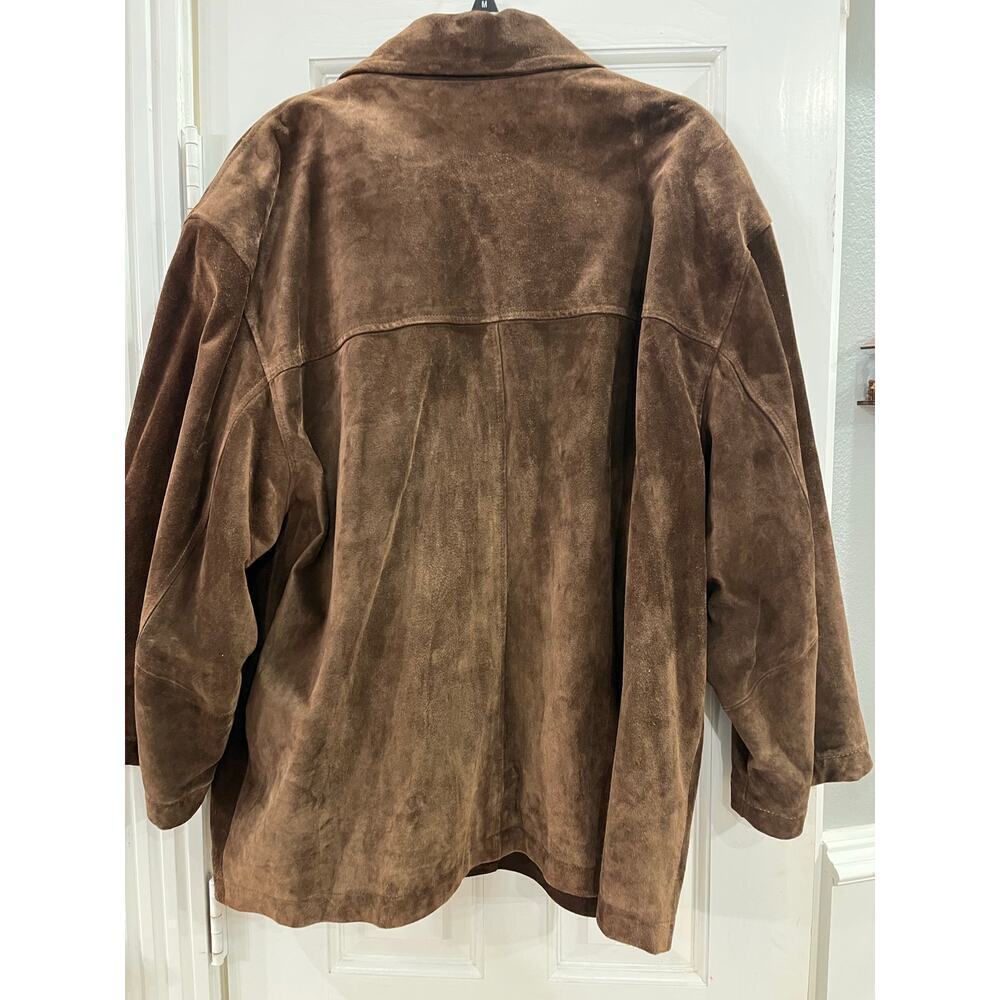 Dockers 100% Leather Suede Full Zip Jacket Men XL Grunge Dark Academia Twee VTG - Picture 4 of 10